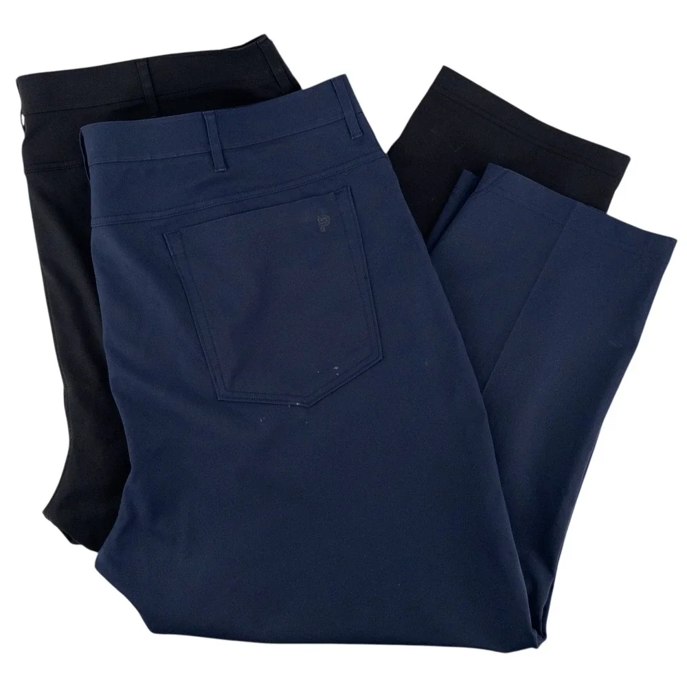 LOT OF 2 Public Rec Mens 44x28 5-Pocket Chino Pants‎ Navy Blue & Black Golf Tech